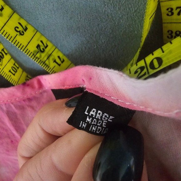 Kelleydeeee OG Tie Dye Eyelet Embroidered Kimono Top Pink White Short Sleeve - Picture 4 of 7